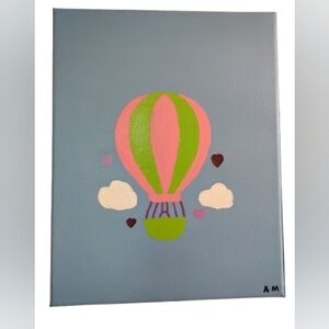 Whimsical Pastel Hot Air Balloon Nursery Canvas Art Painting